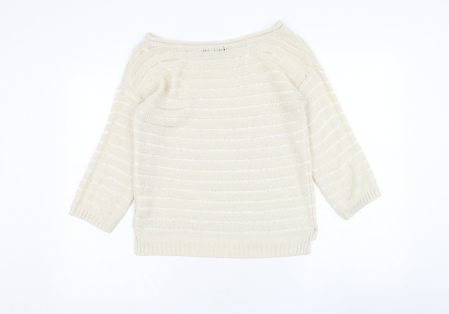 Jane Norman Womens Ivory Round Neck  Acrylic Pullover Jumper Size 10