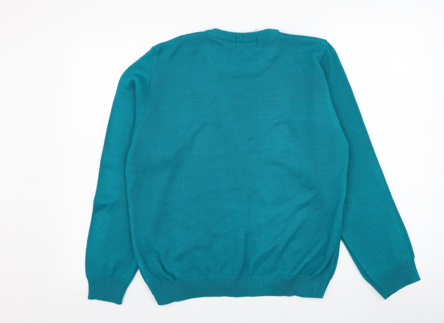 Classic Womens Green Round Neck  Acrylic Pullover Jumper Size M