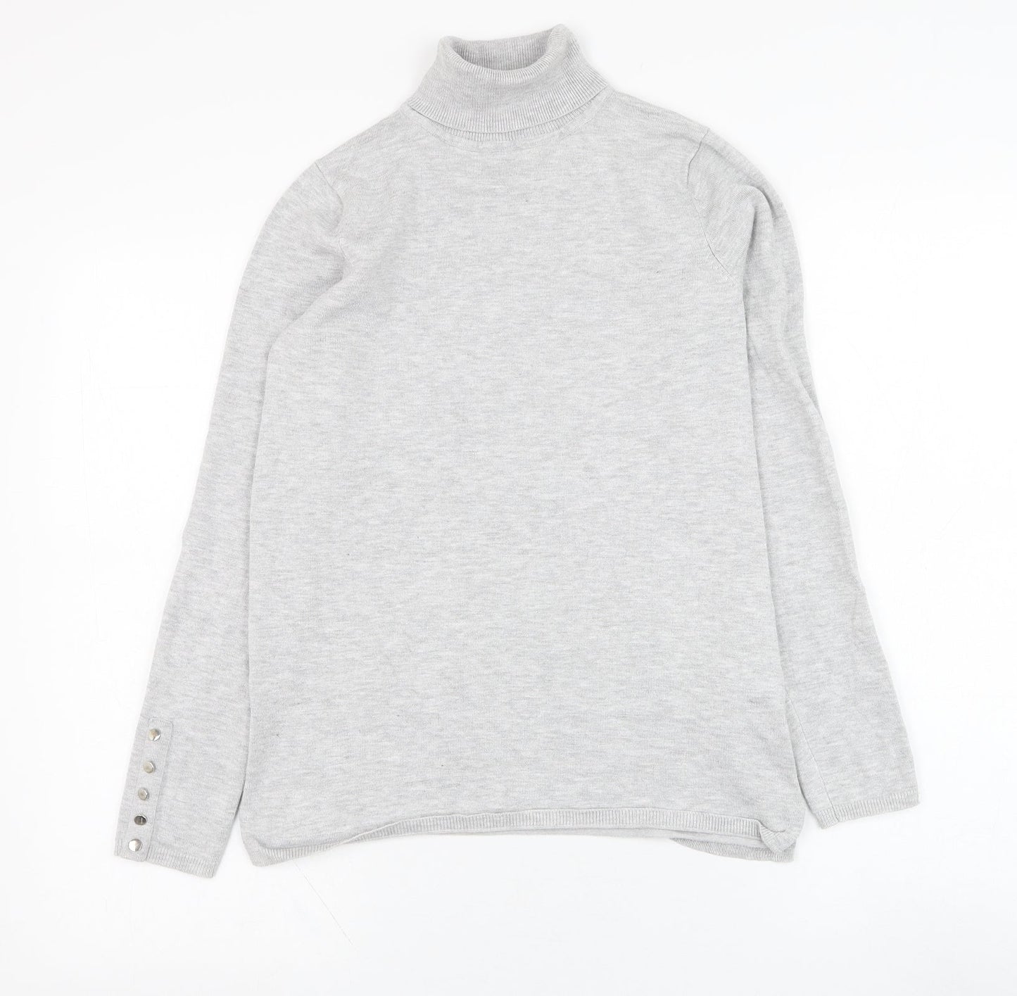M&Co Womens Grey Roll Neck  Viscose Pullover Jumper Size 10
