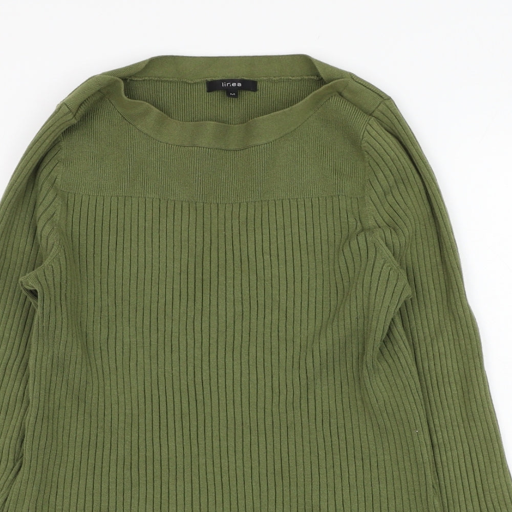 Linea Womens Green Round Neck  Viscose Pullover Jumper Size M