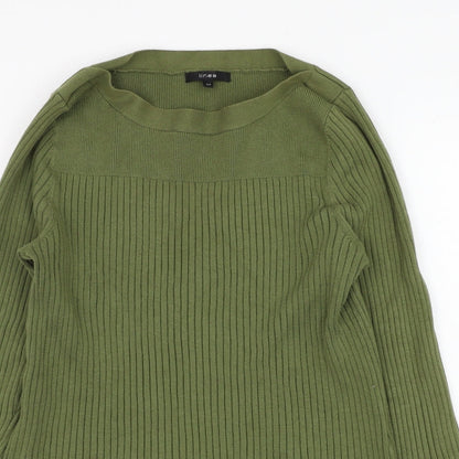 Linea Womens Green Round Neck  Viscose Pullover Jumper Size M