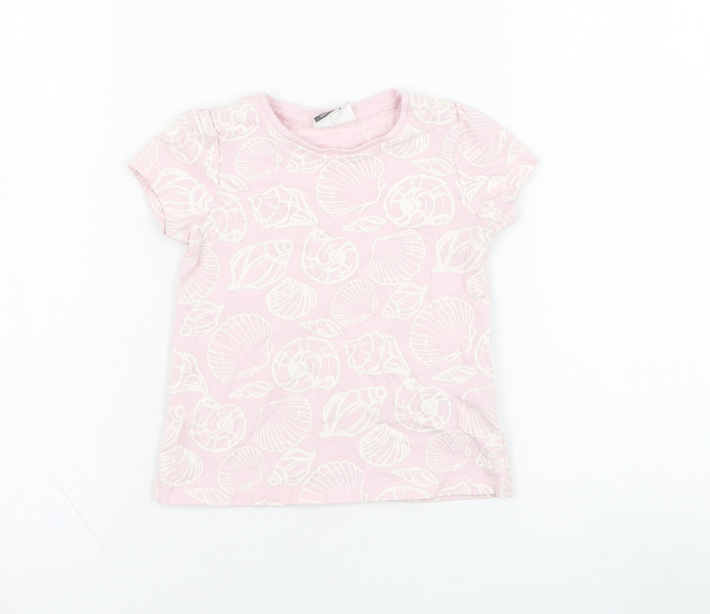 So Cute Girls Pink  Cotton Basic T-Shirt Size 24 Months Round Neck Pullover - Sea Shell