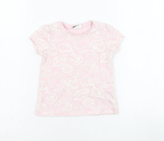 So Cute Girls Pink  Cotton Basic T-Shirt Size 24 Months Round Neck Pullover - Sea Shell