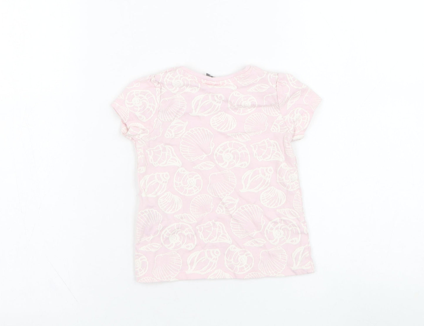 So Cute Girls Pink  Cotton Basic T-Shirt Size 24 Months Round Neck Pullover - Sea Shell