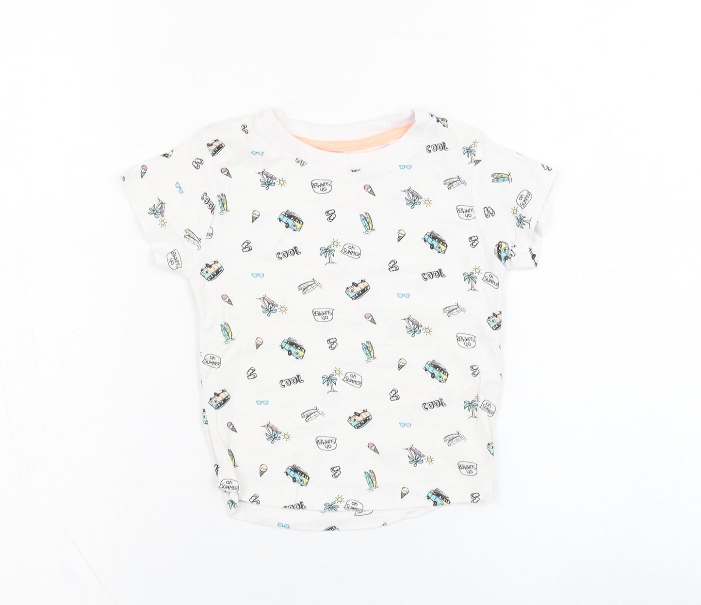 Matalan Boys White  Cotton Basic T-Shirt Size 12-18 Months Round Neck Pullover - Summer