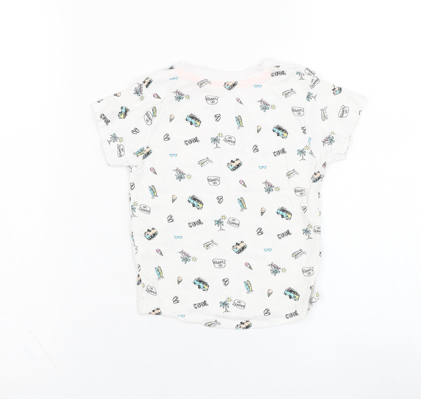 Matalan Boys White  Cotton Basic T-Shirt Size 12-18 Months Round Neck Pullover - Summer
