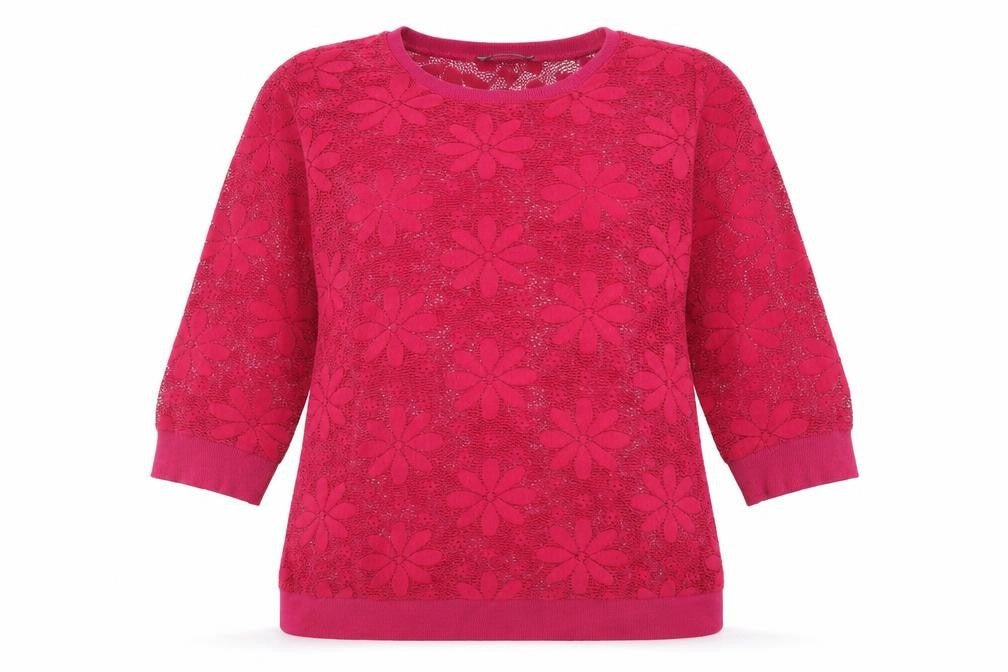 George Womens Pink Crew Neck Floral Polyester Pullover Jumper Size 14