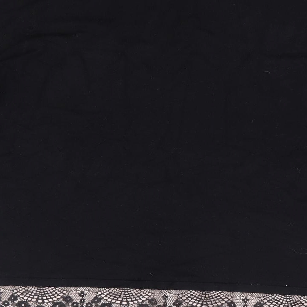 Florence + Fred Womens Black Boat Neck  Polyester Pullover Jumper Size L   - Lace Trim