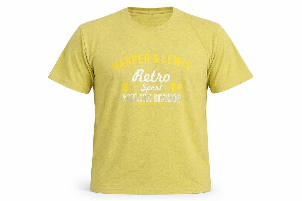 Harper & Lewis Mens Yellow  Cotton  T-Shirt Size M Crew Neck