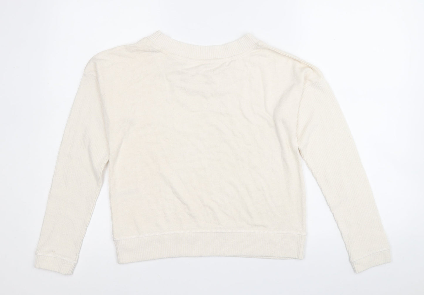 Boux Avenue Womens White Round Neck  Viscose Pullover Jumper Size 8