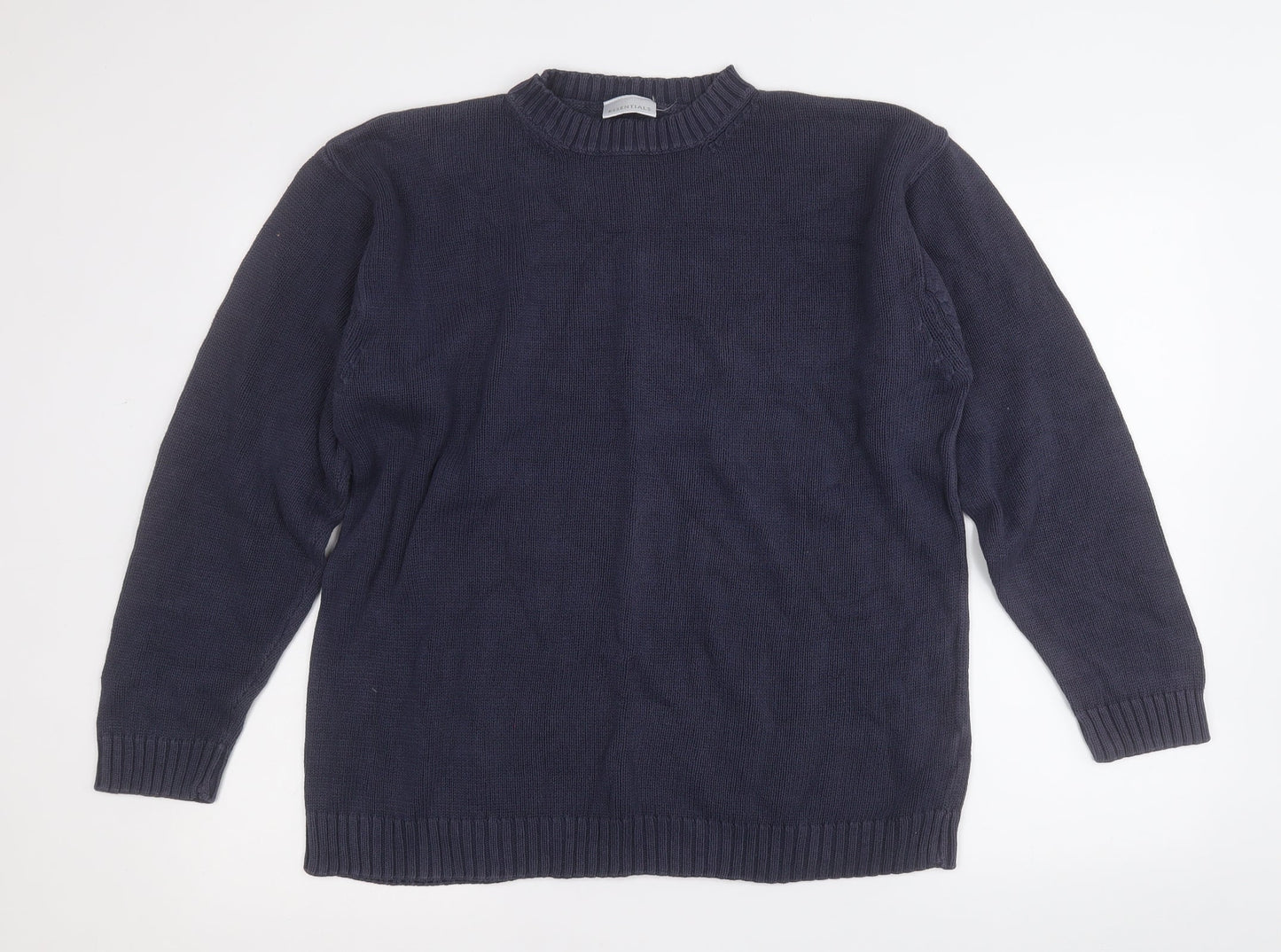 Essentials Womens Blue  Cotton Pullover Sweatshirt Size 18