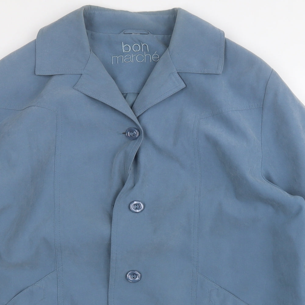 Bonmarché Womens Blue   Trench Coat Coat Size 14  Hook & Eye