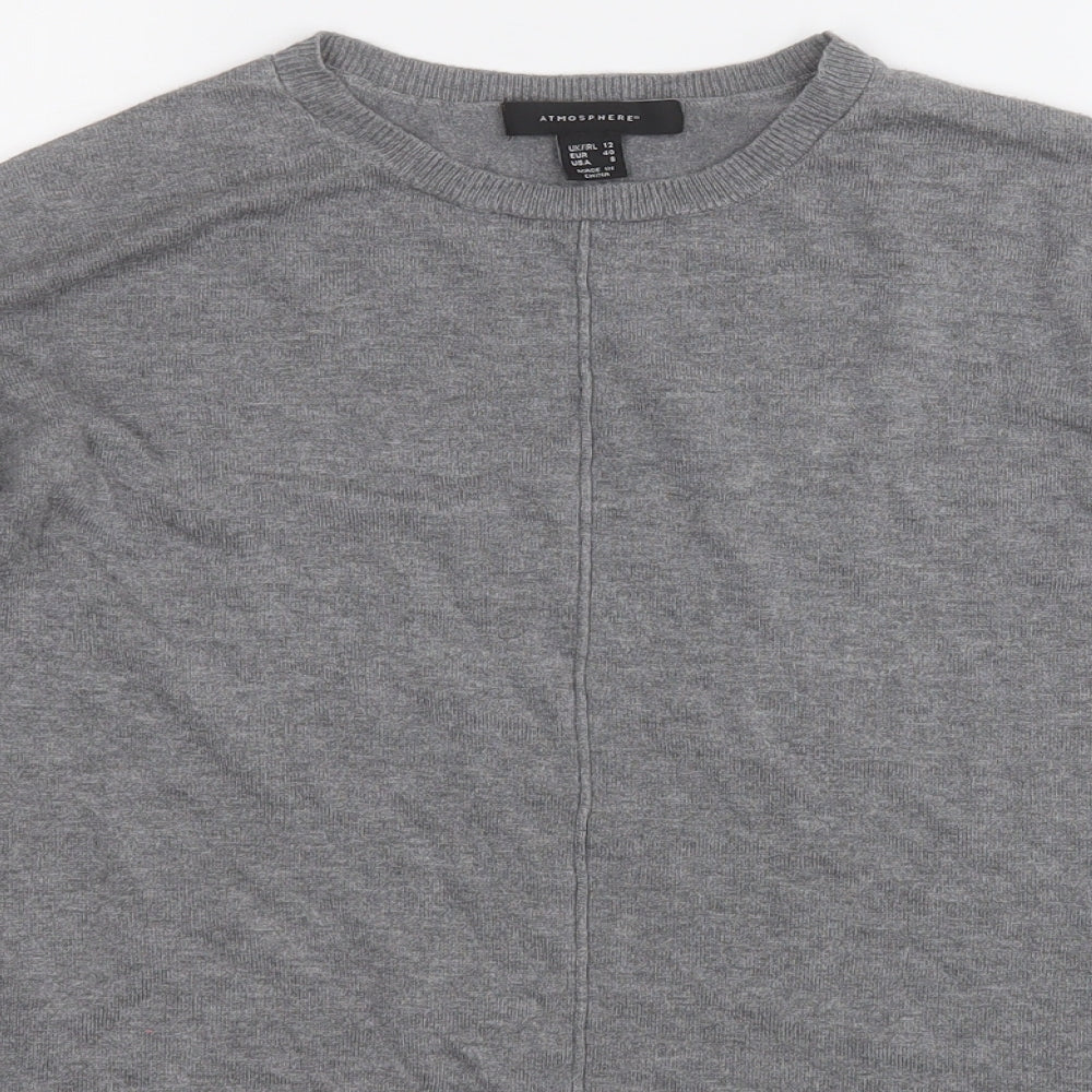 Atmosphere Womens Grey Round Neck  Viscose Pullover Jumper Size 12