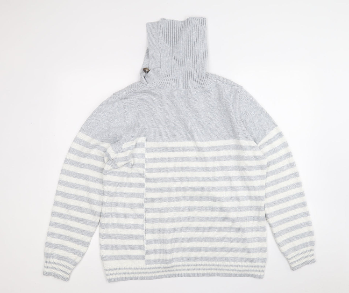 Roman Womens Grey Roll Neck Striped Polyester Pullover Jumper Size 18
