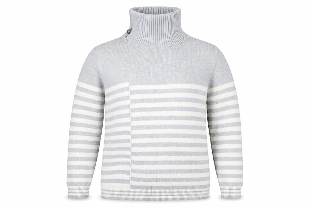Roman Womens Grey Roll Neck Striped Polyester Pullover Jumper Size 18