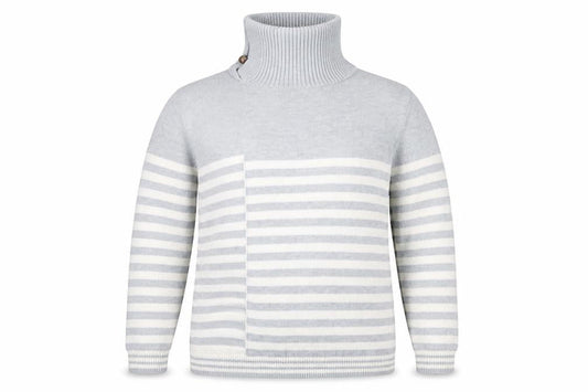 Roman Womens Grey Roll Neck Striped Polyester Pullover Jumper Size 18