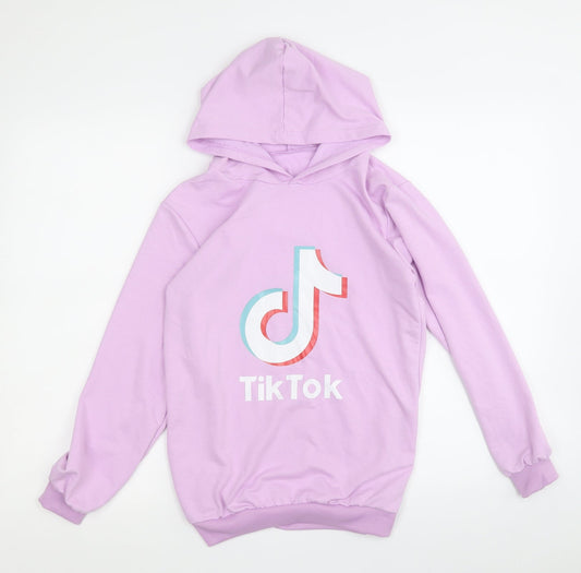 Preworn Girls Purple  Cotton Pullover Hoodie Size L   - TikTok