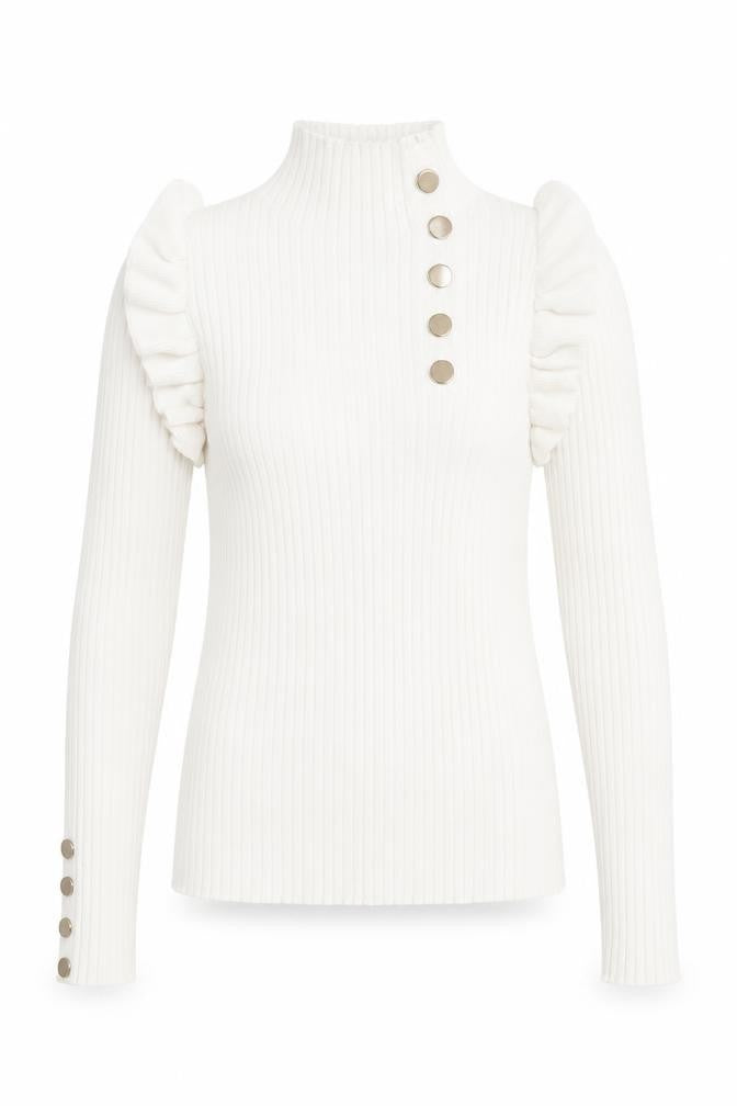 yu & me Womens White Round Neck  Viscose Pullover Jumper Size S