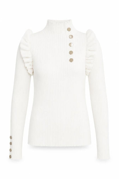 yu & me Womens White Round Neck  Viscose Pullover Jumper Size S