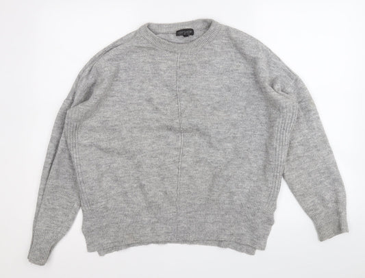Topshop Womens Grey Round Neck  Acrylic Pullover Jumper Size 6