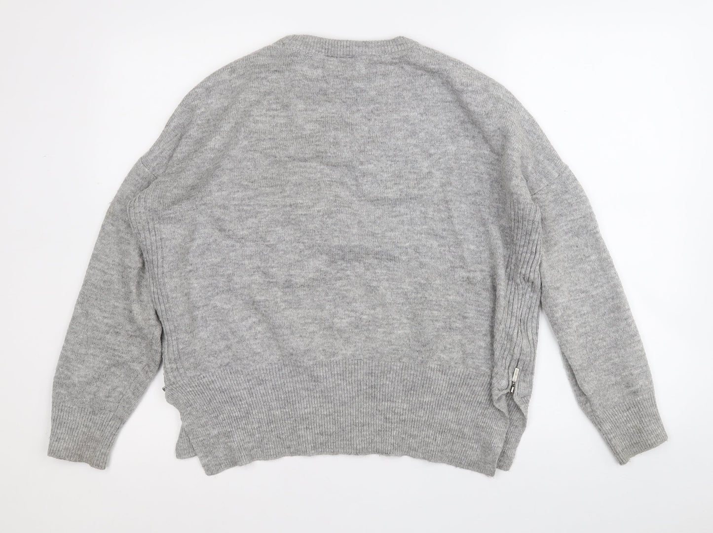 Topshop Womens Grey Round Neck  Acrylic Pullover Jumper Size 6