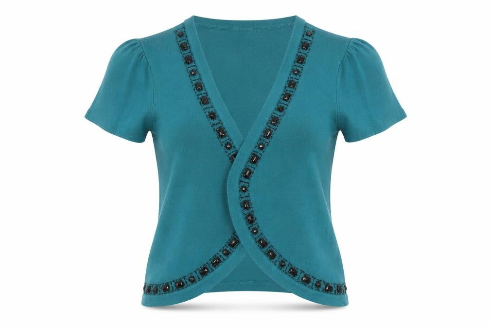 Bonmarché Womens Green V-Neck Acrylic Cape Jumper Size M