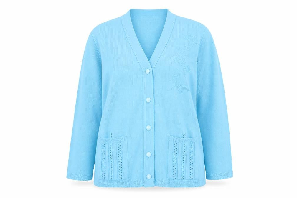 Florida Womens Blue V-Neck  Acrylic Cape Jumper Size M