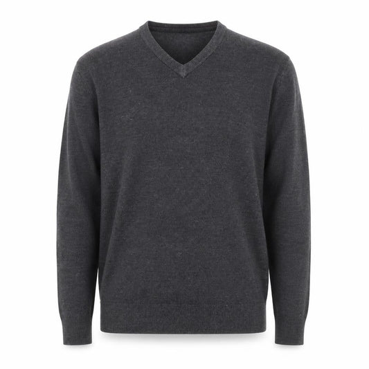 Easy  Mens Grey V-Neck  Acrylic Pullover Jumper Size XL