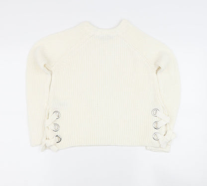 Primark Girls Beige Round Neck  Acrylic Pullover Jumper Size 7-8 Years