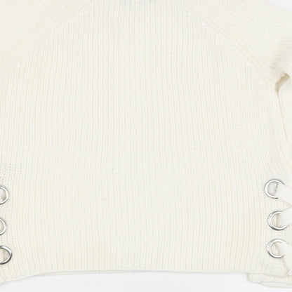 Primark Girls Beige Round Neck  Acrylic Pullover Jumper Size 7-8 Years