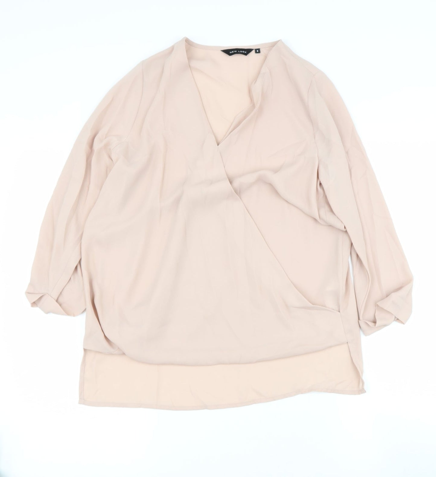 new look  Womens Beige  Polyester Basic  Size 8 V-Neck