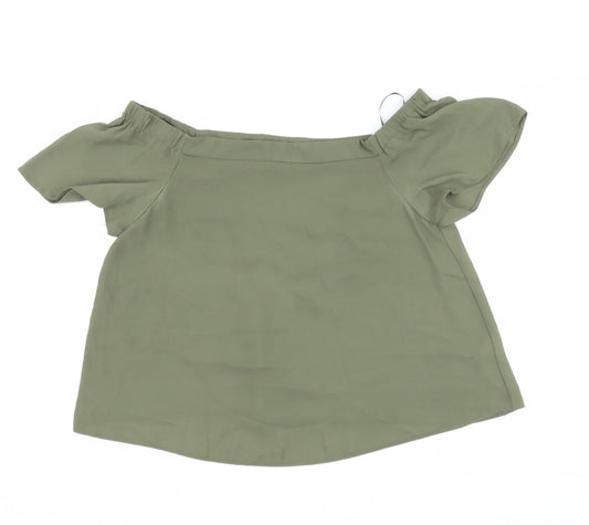 new look  Womens Green  Polyester Basic Blouse Size 10 Off the Shoulder