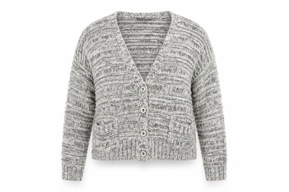 Limited Collection Womens Grey V-Neck  Acrylic Cardigan Jumper Size 16