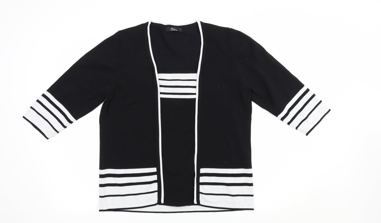 Bonmarché Womens Black Square Neck Striped Nylon Pullover Jumper Size M