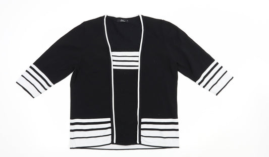 Bonmarché Womens Black Square Neck Striped Nylon Pullover Jumper Size M