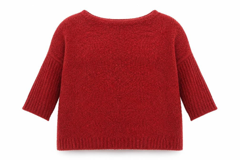 SheIn Womens Red Boat Neck  Acrylic Pullover Jumper Size XL