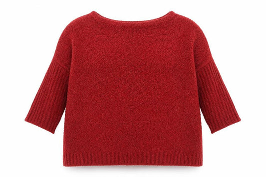 SHEIN Womens Red Boat Neck  Acrylic Pullover Jumper Size XL
