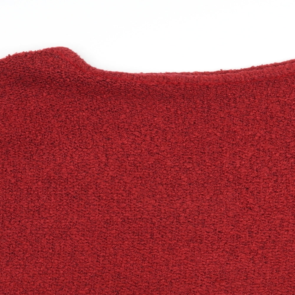 SheIn Womens Red Boat Neck  Acrylic Pullover Jumper Size XL
