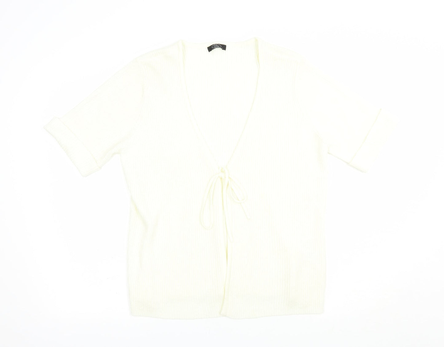 Bonmarché Womens Ivory V-Neck  Acrylic Cardigan Jumper Size L
