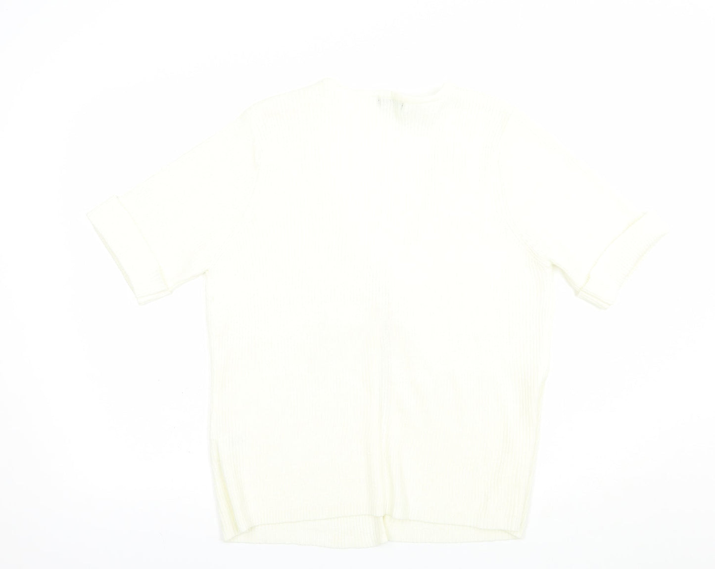 Bonmarché Womens Ivory V-Neck  Acrylic Cardigan Jumper Size L