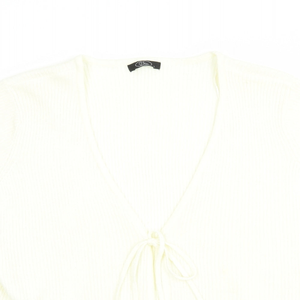 Bonmarché Womens Ivory V-Neck  Acrylic Cardigan Jumper Size L