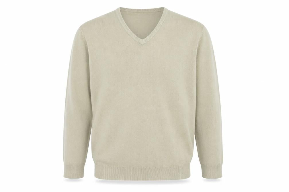 Marks & Spencer Mens Beige V-Neck  Acrylic Pullover Jumper Size XL