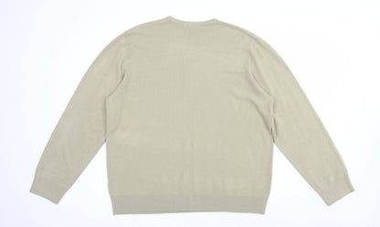 Marks & Spencer Mens Beige V-Neck  Acrylic Pullover Jumper Size XL
