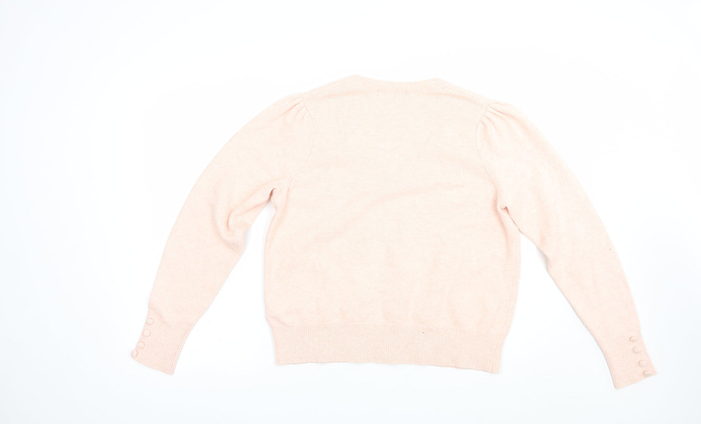 Marks and Spencer Womens Pink V-Neck  Cotton Pullover Jumper Size 12