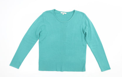 Klass Womens Green Boat Neck  Acrylic Pullover Jumper Size L