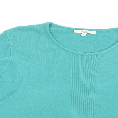 Klass Womens Green Boat Neck  Acrylic Pullover Jumper Size L