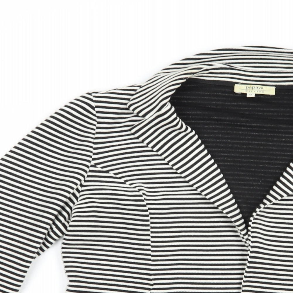 Papaya Womens Black Striped  Jacket Blazer Size 14
