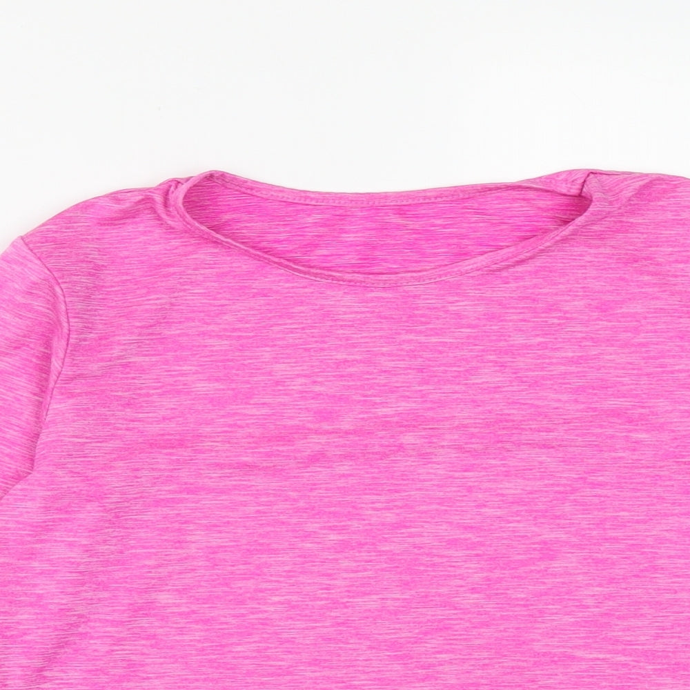 Dunnes Girls Pink  Polyester Basic T-Shirt Size 8-9 Years Round Neck