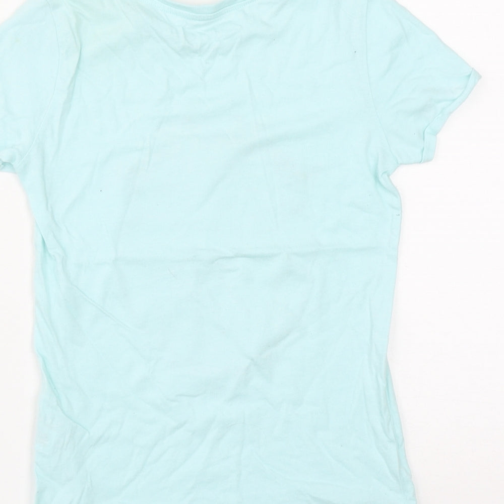 Dunnes Girls Green  Cotton Basic T-Shirt Size 8 Years Round Neck  - Save the Planet