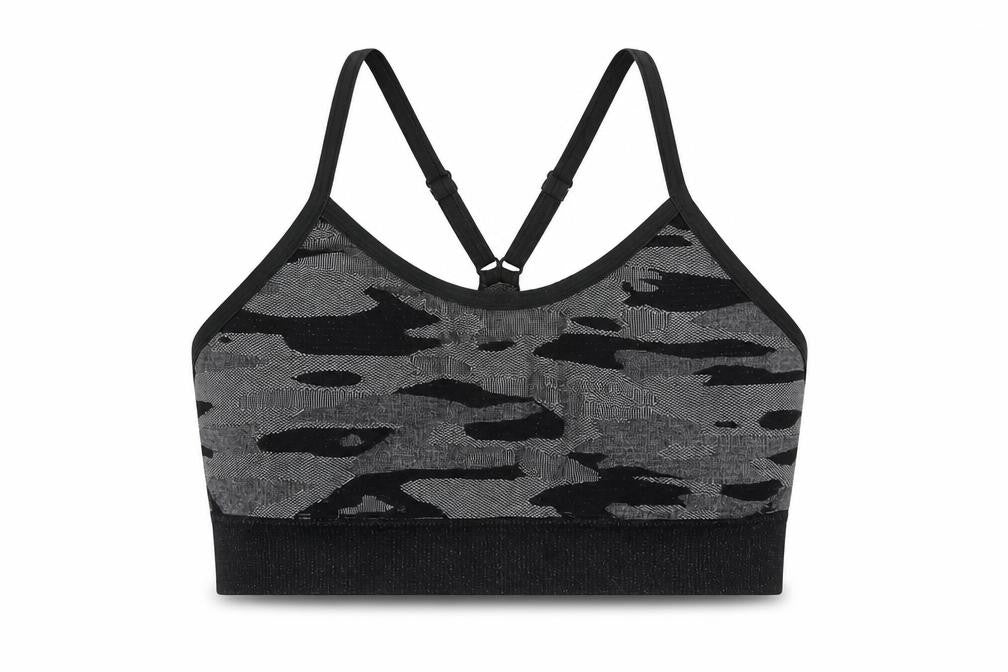 Reebok Womens Black Geometric Nylon Cropped Casual Size L Round Neck